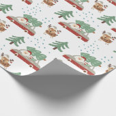 Kerstman en rendierKerstmis Cadeaupapier (Hoek)