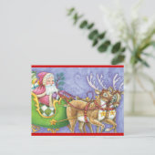  Kerstman en rendierKerstmis Feestdagenkaart (Staand voorkant)