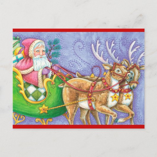  Kerstman en rendierKerstmis Feestdagenkaart (Voorkant)