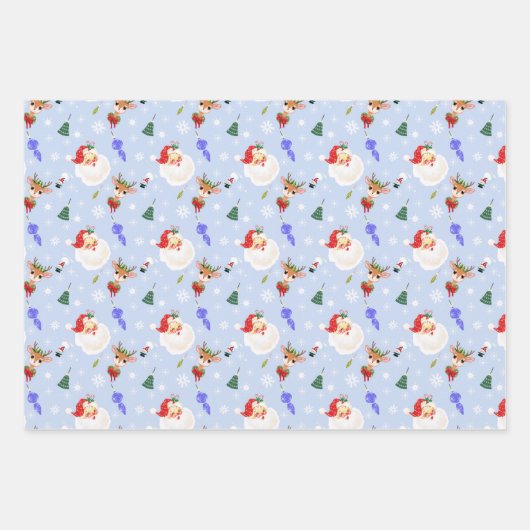 Kerstman en rendierKerstmis Inpakpapier Vel (Voorkant 2)