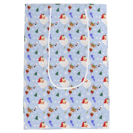  Kerstman en rendierKerstmis Medium Cadeauzakje (Achterkant)