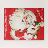Kerstman en rendierretro puzzel legpuzzel (Horizontaal)