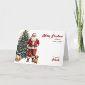 Kerstman en rode dashond kerst feestdagen kaart (Voorkant)
