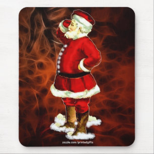 kerstman en rode fractal Xmas Mousepad 2 Muismat