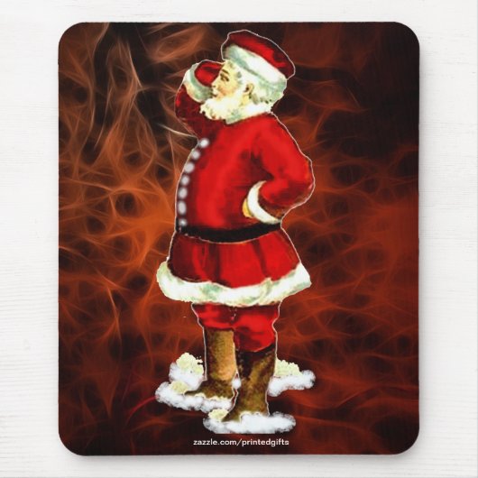  kerstman en rode fractal Xmas Mousepad 2 Muismat (Voorkant)