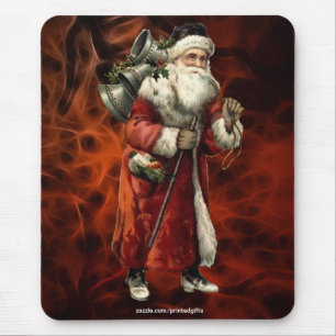 kerstman en rode fractal Xmas Mousepad 2 Muismat