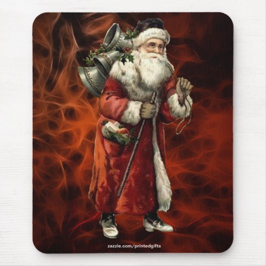  kerstman en rode fractal Xmas Mousepad 2 Muismat (Voorkant)