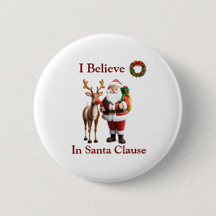 Kerstman en Rudolf de rode neus rendier Ronde Button 5,7 Cm