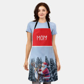 Kerstman en Rudolf Moeder Chef All-Over Print Scho Schort (Gedragen)