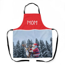 Kerstman en Rudolf Moeder Chef All-Over Print Scho