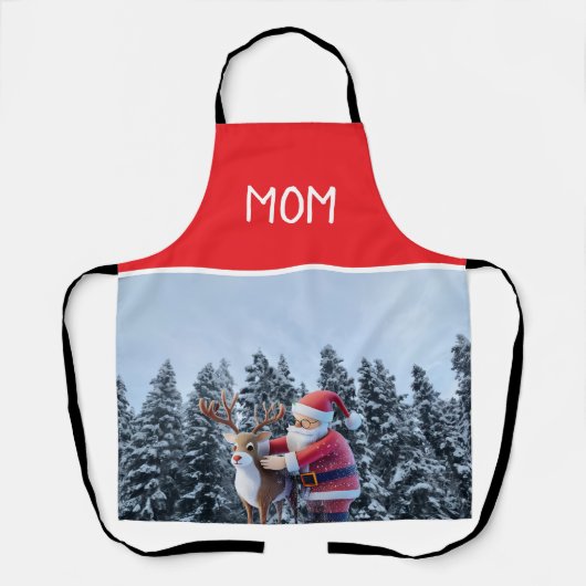 Kerstman en Rudolf Moeder Chef All-Over Print Scho Schort (Voorkant)
