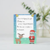 Kerstman en Rudolf platte kerstkaart (Staand voorkant)