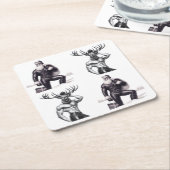 Kerstman en Rudolf van Finland Kerst Onderzetter (Schuin)