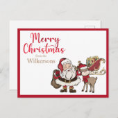 Kerstman en Rudolph Aangepaste Naam Kerstmis Feestdagenkaart (Voorkant / Achterkant)