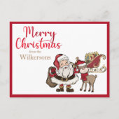 Kerstman en Rudolph Aangepaste Naam Kerstmis Feestdagenkaart (Voorkant)