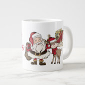 Kerstman en Rudolph Aangepaste Naam Kerstmis Grote Koffiekop (Voorkant rechts)