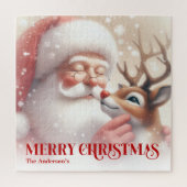 Kerstman en Rudolph aangepaste puzzel geweldig cad (Verticaal)