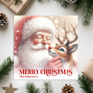 Kerstman en Rudolph aangepaste puzzel geweldig cad