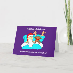 Kerstman en Rudolph relaxen op Tweede Kerstdag Feestdagen Kaart