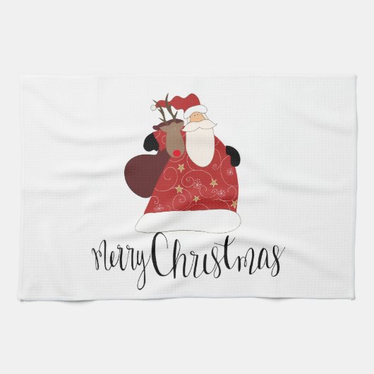 Kerstman en Rudolph Theedoek (Horizontaal)