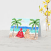 Kerstman en Sand Snowman Kerstmis Kaart (Gele Bloem)