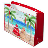 Kerstman en Sand Snowman op het kerststrand Groot Cadeauzakje (Achterkant Gekanteld)