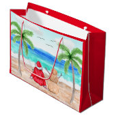 Kerstman en Sand Snowman op het kerststrand Groot Cadeauzakje (Voorkant Gekanteld)