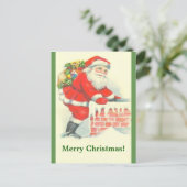 kerstman en schoorsteen briefkaart (Staand voorkant)