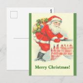 kerstman en schoorsteen briefkaart (Voorkant / Achterkant)