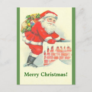  kerstman en schoorsteen briefkaart