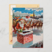  kerstman en schoorsteen feestdagenkaart (Voorkant / Achterkant)