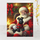 Kerstman en Schotse Terriër in feestelijke trui Kaart (Gele Bloem)