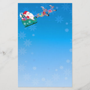 Kerstman en slee briefpapier