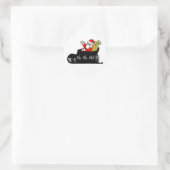 Kerstman en slee Kerstmis Ronde Sticker (Tas)