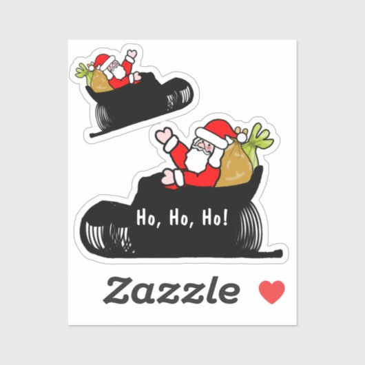 Kerstman en slee Kerstmis Sticker (Vel)