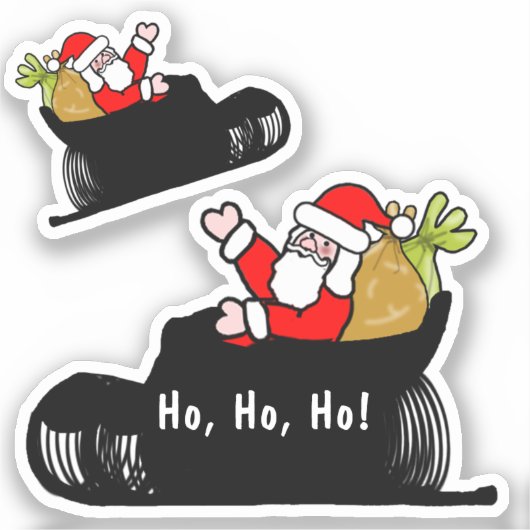 Kerstman en slee Kerstmis Sticker (Voorkant)