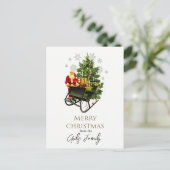 Kerstman en slee Kerstvakantie Briefkaart (Staand voorkant)