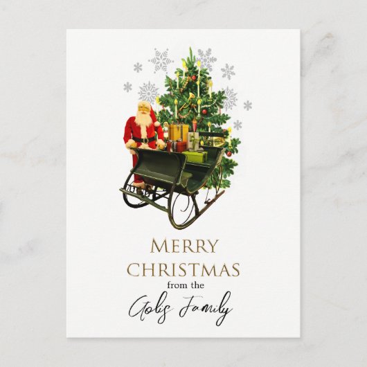 Kerstman en slee Kerstvakantie Briefkaart (Voorkant)