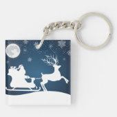 Kerstman en slee met rendieren sleutelhanger (Achterkant)