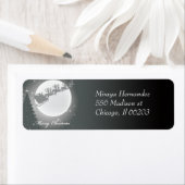 Kerstman en slee over de maan Xmas Label (Insitu)