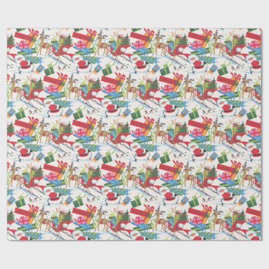  Kerstman en Sleigh Cadeaupapier (Vlak)