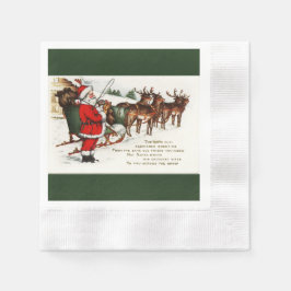 Kerstman en Sleigh met Reindeer Paper Napkin Servet