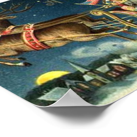 Kerstman en Sleigh Poster (Hoek)