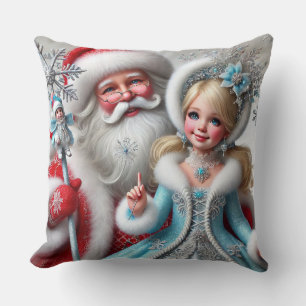 Kerstman en Sneeuw Maagd in een Winter Wonderland Kussen