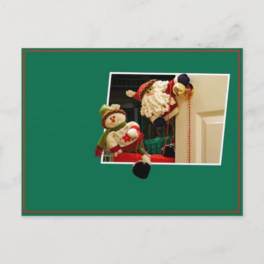 Kerstman en Sneeuwman Briefkaart (Voorkant)