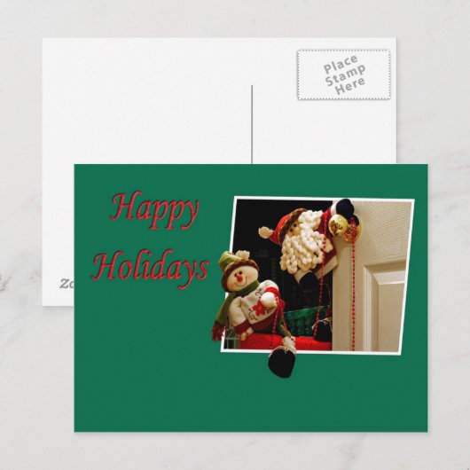 Kerstman en Sneeuwman Briefkaart (Voorkant / Achterkant)