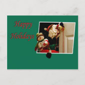 Kerstman en Sneeuwman Briefkaart (Voorkant)