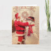  kerstman en sneeuwman feestdagen kaart (Voorkant)