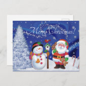 Kerstman en sneeuwman feestdagenkaart (Voorkant / Achterkant)