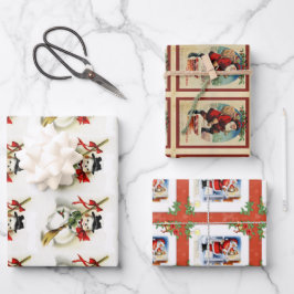 Kerstman en Sneeuwman Glanzende Cadeaupapier Set V